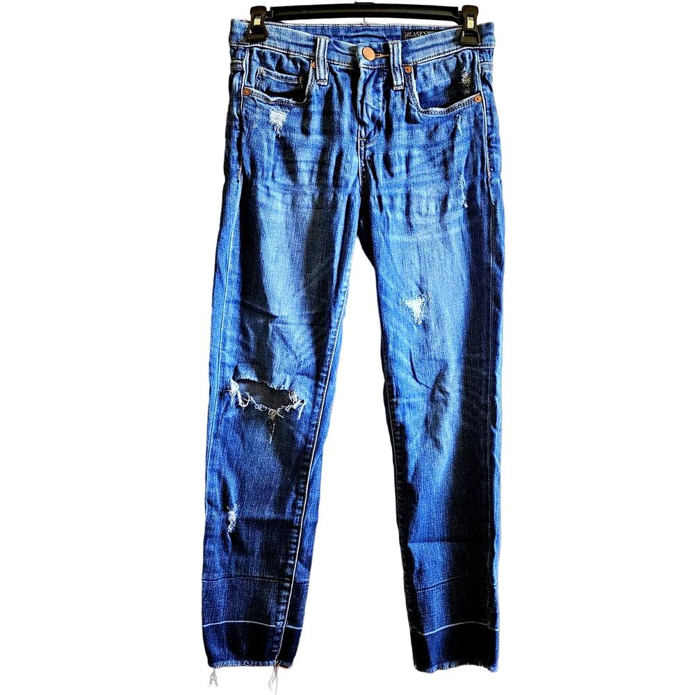 BlankNYC The Reade Blue Steel Distressed Released Cropped Hem Denim Jeans 26